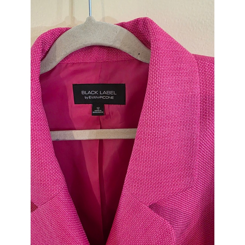Black Label by Evan-Picone Hot Pink Three Button Blazer Jacket Size 12 - Picture 3 of 8